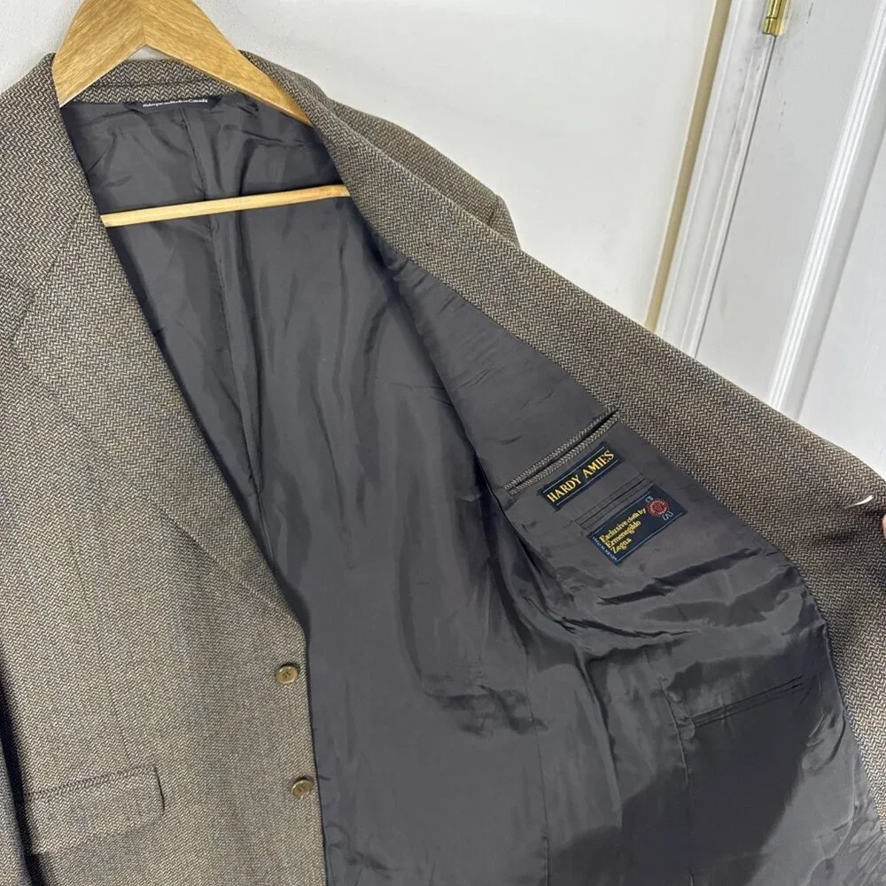 Ermenegildo Zegna Hardy Amies Men‎ 44S Short Brown Sports Coat Blazer Check
